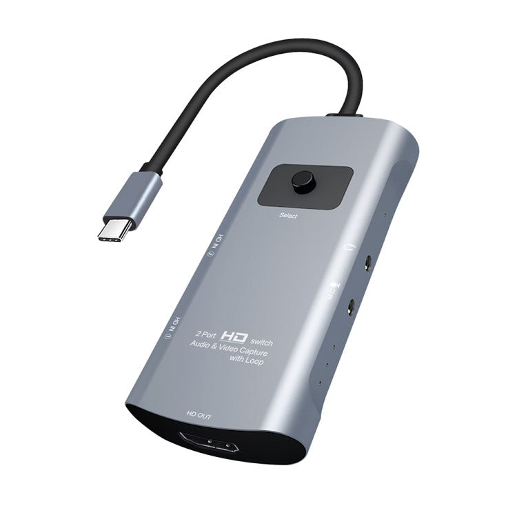 Z54A HDMI 輸出 + 2 x HDMI 輸入 + 麥克風 + 音頻轉 Type-C 視頻擷取切換器，帶環路，Z54A