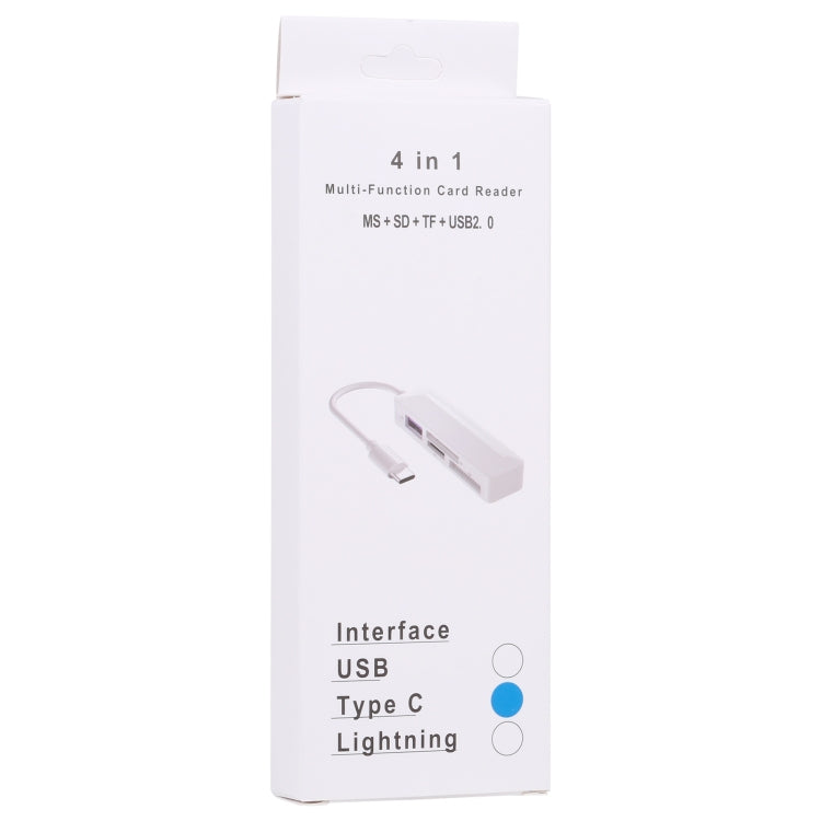 4合1 MS + SD + TF + USB2.0 多功能讀卡器，適用Type-C設備，Type-C接口