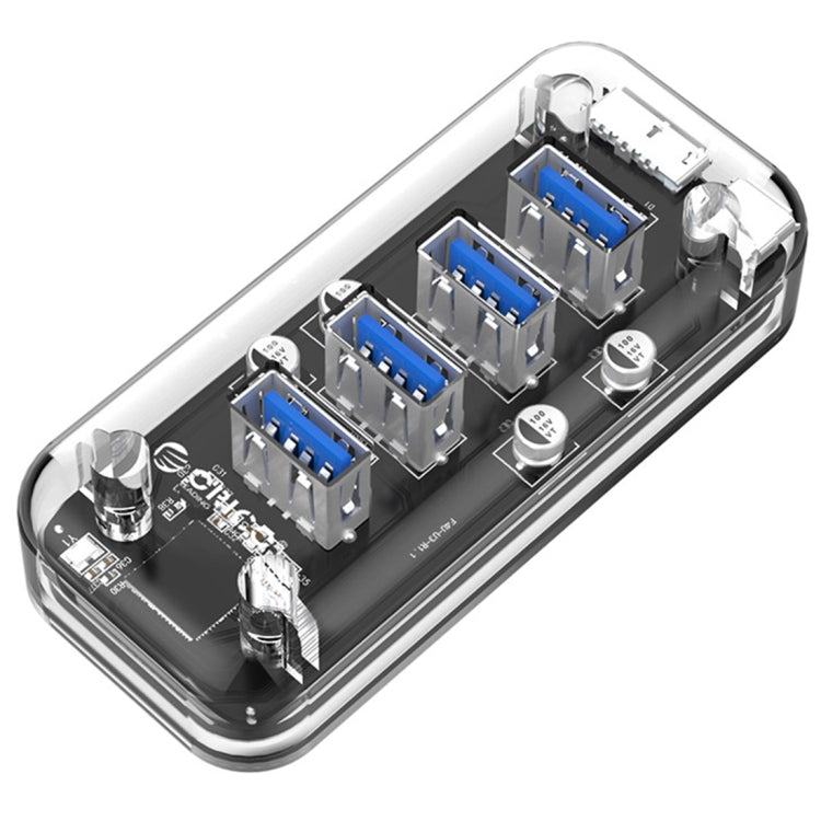 ORICO F4U 四埠 USB 3.0 5Gbps 快速傳輸桌面集線器，藍色 LED 指示燈，4 埠
