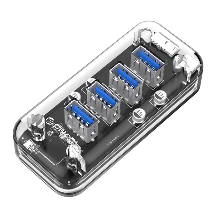 ORICO F4U 四埠 USB 3.0 5Gbps 快速傳輸桌面集線器，藍色 LED 指示燈，4 埠