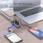 ORICO F4U 四埠 USB 3.0 5Gbps 快速傳輸桌面集線器，藍色 LED 指示燈，4 埠
