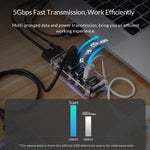 ORICO F4U 四埠 USB 3.0 5Gbps 快速傳輸桌面集線器，藍色 LED 指示燈，4 埠