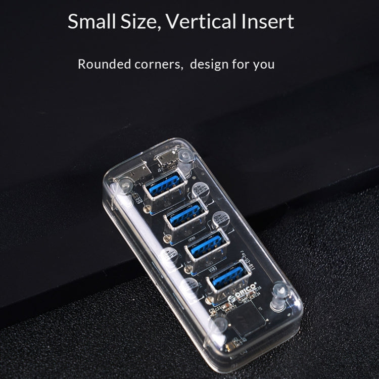 ORICO F4U 四埠 USB 3.0 5Gbps 快速傳輸桌面集線器，藍色 LED 指示燈，4 埠