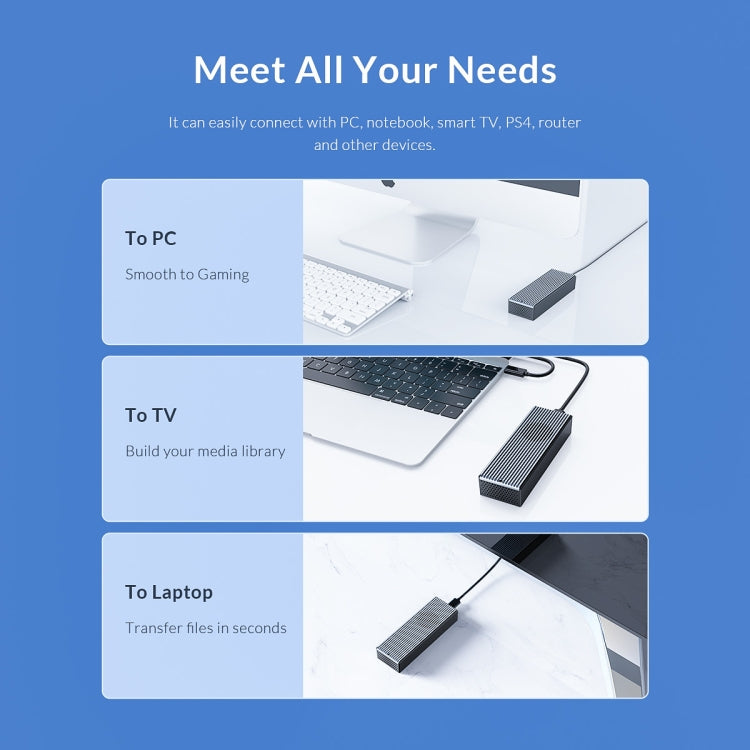 ORICO M2PVC3-G20-GY-BP USB3.2 20Gbps M.2 NVMe SSD 外接盒，M2PVC3-G20-GY-BP