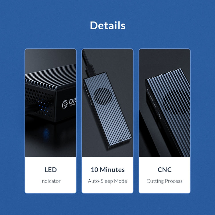ORICO M2PVC3-G20-GY-BP USB3.2 20Gbps M.2 NVMe SSD 外接盒，M2PVC3-G20-GY-BP