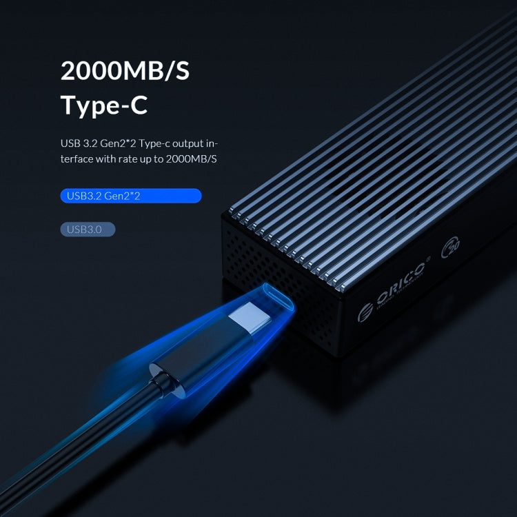 ORICO M2PVC3-G20-GY-BP USB3.2 20Gbps M.2 NVMe SSD 外接盒，M2PVC3-G20-GY-BP