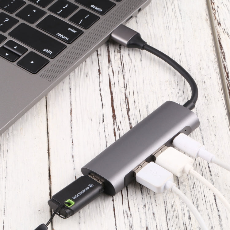 U-811 四合一 USB 3.0 轉 3 埠 USB 3.0 + USB-C / Type-C 埠集線器擴充座，U-811