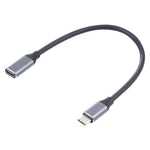 USB-C / Type-C 公頭轉 USB-C / Type-C 母頭轉接線，線長：25cm，25cm