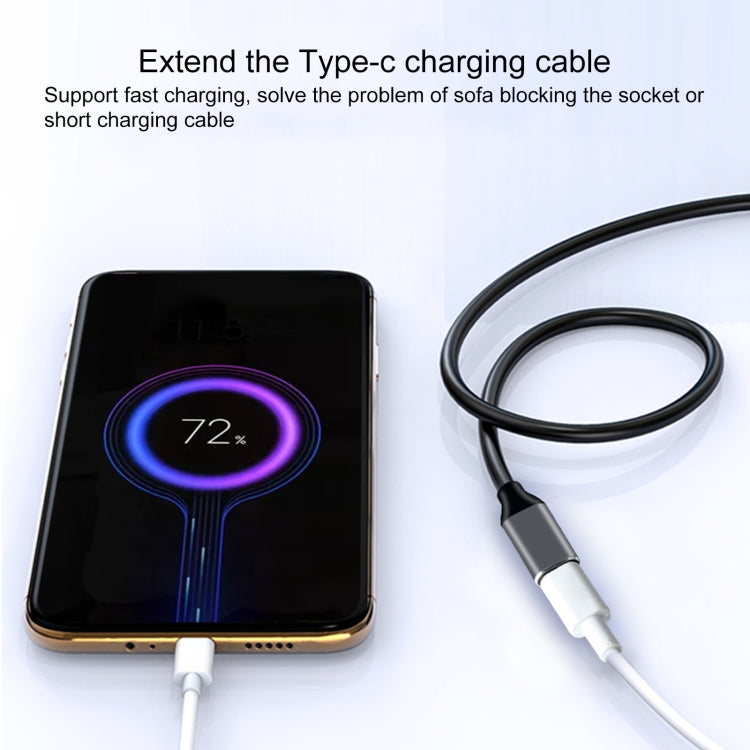 USB-C / Type-C 公頭轉 USB-C / Type-C 母頭轉接線，線長：25cm，25cm