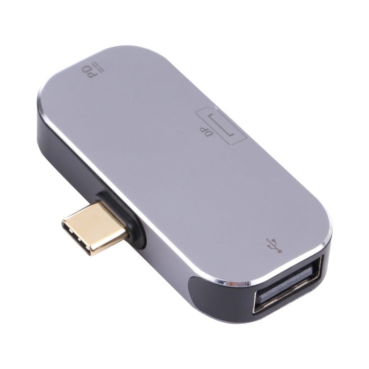 3 合 1 USB-C / Type-C 公對 USB-C / Type-C 充電 + USB + DP 母轉接器，USB-C / Type-C + USB + DP