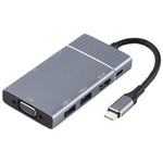 7合1 雙USB 3.0 + TF/SD + HDMI/VGA + 3.5mm 耳機孔 + Type-C / USB-C 多功能 USB-C 擴充座，2xUSB3.0+TF/SD+HDMI/VGA+3.5mm