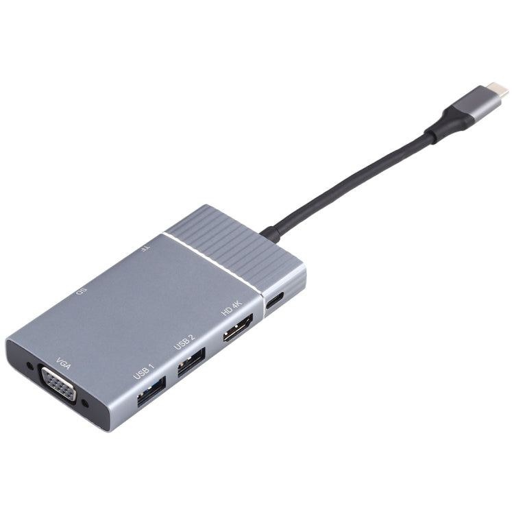 7合1 雙USB 3.0 + TF/SD + HDMI/VGA + 3.5mm 耳機孔 + Type-C / USB-C 多功能 USB-C 擴充座，2xUSB3.0+TF/SD+HDMI/VGA+3.5mm