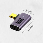 240W USB-C/Type-C 母頭轉 USB-C/Type-C 公頭 40Gbps 側彎轉接器 附燈，側彎轉接器