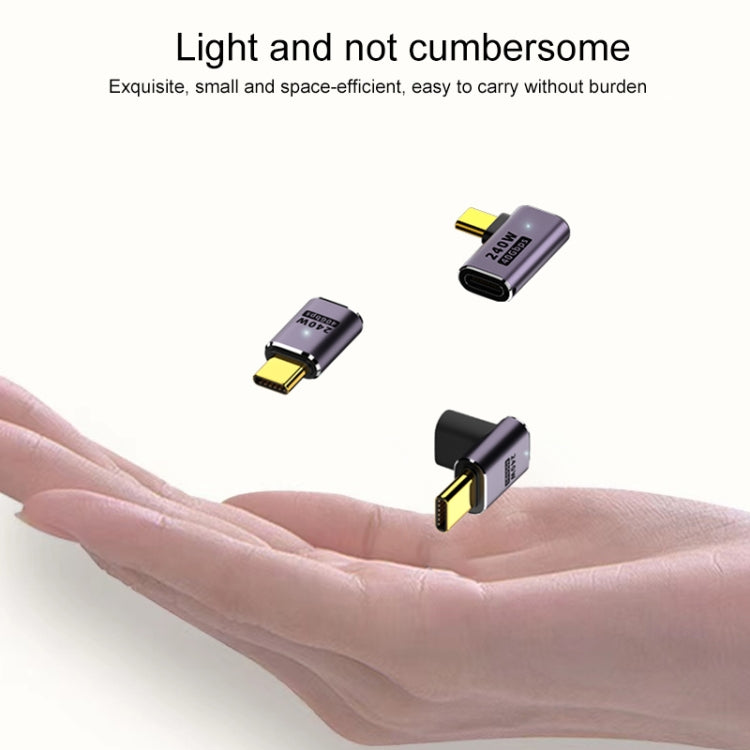 240W USB-C/Type-C 母轉 USB-C/Type-C 公 40Gbps 垂直角度轉接器帶燈，垂直角度轉接器