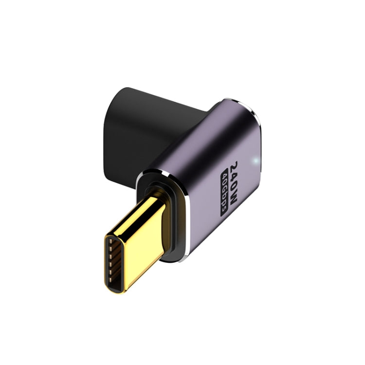 240W USB-C/Type-C 母頭轉 USB-C/Type-C 公頭 40Gbps 上下彎轉接器 附燈，上下彎轉接器