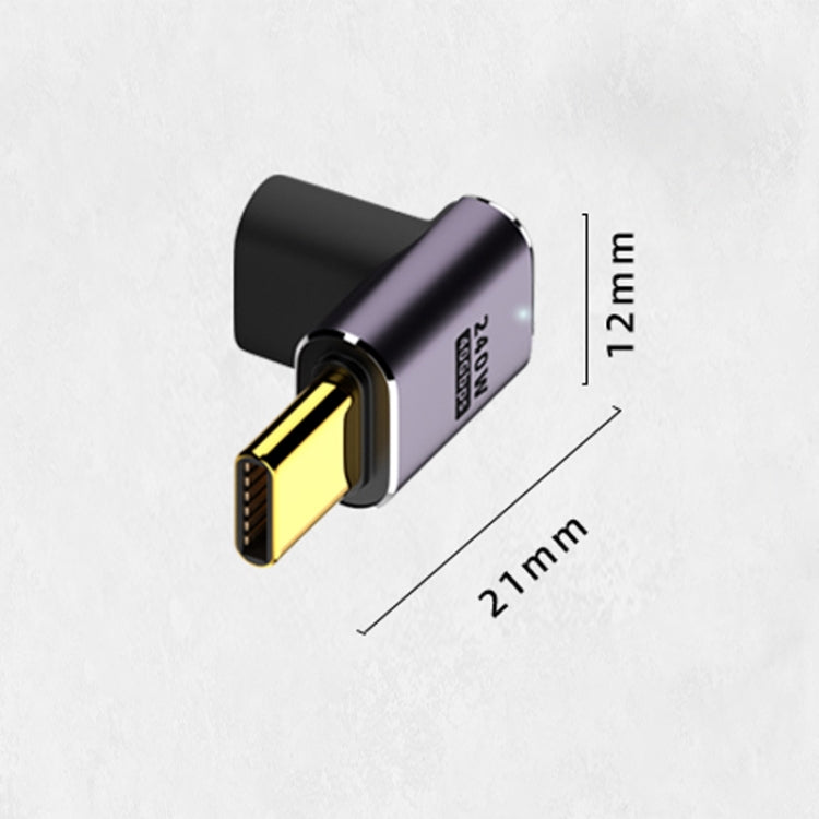 240W USB-C/Type-C 母頭轉 USB-C/Type-C 公頭 40Gbps 上下彎轉接器 附燈，上下彎轉接器
