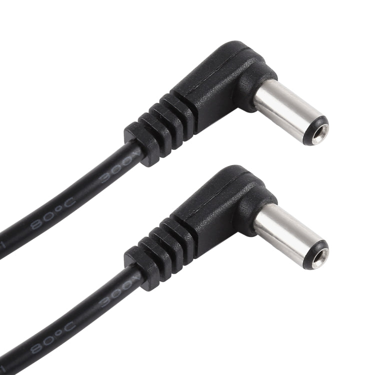 30cm 5A 5.5 x 2.1mm 公頭對公頭彎頭直流電源插頭線，DC 12-24V