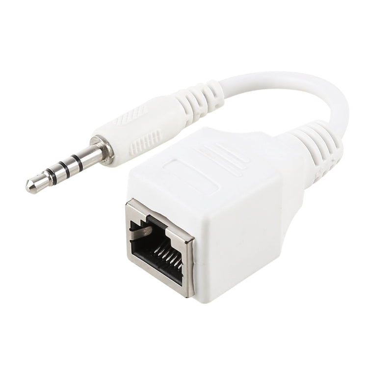 CAT5 RJ45 插座轉 3.5mm 四極公插音頻以太網 LAN 網路轉接器，總長約 13cm