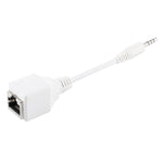 CAT5 RJ45 插座轉 3.5mm 四極公插音頻以太網 LAN 網路轉接器，總長約 13cm