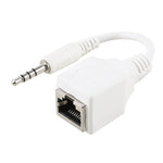 CAT5 RJ45 插座轉 3.5mm 四極公插音頻以太網 LAN 網路轉接器，總長約 13cm