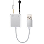 鋁合金外殼外置USB虛擬7.1聲道聲卡帶13cm線，適用PC筆記本，USB