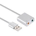 鋁合金外殼外置USB虛擬7.1聲道聲卡帶13cm線，適用PC筆記本，USB