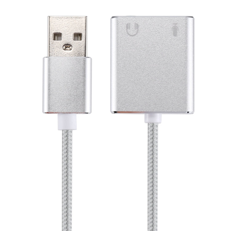 鋁合金外殼外置USB虛擬7.1聲道聲卡帶13cm線，適用PC筆記本，USB