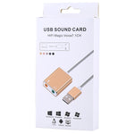 鋁合金外殼外置USB虛擬7.1聲道聲卡帶13cm線，適用PC筆記本，USB