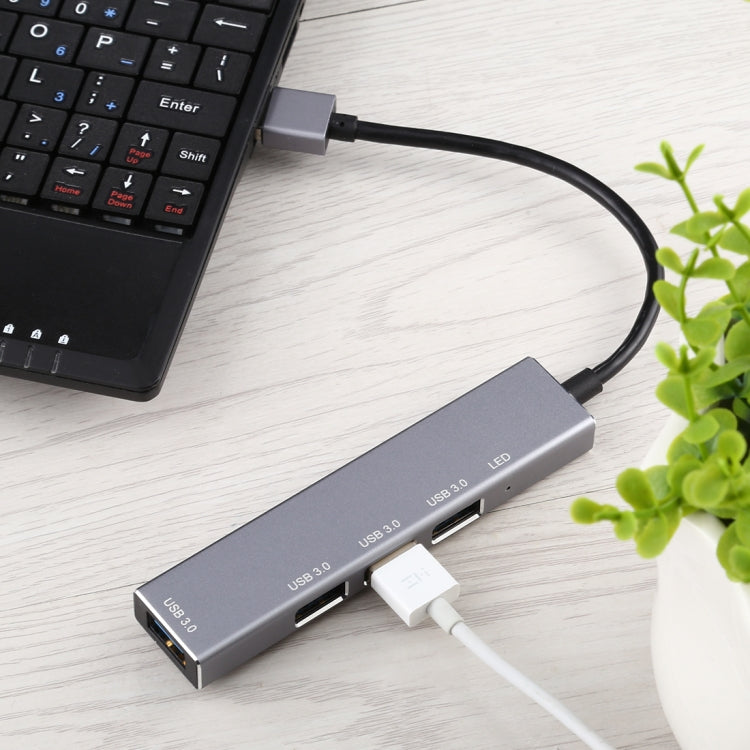 3019 4埠USB 3.0轉USB 3.0鋁合金集線器適配器帶LED指示燈