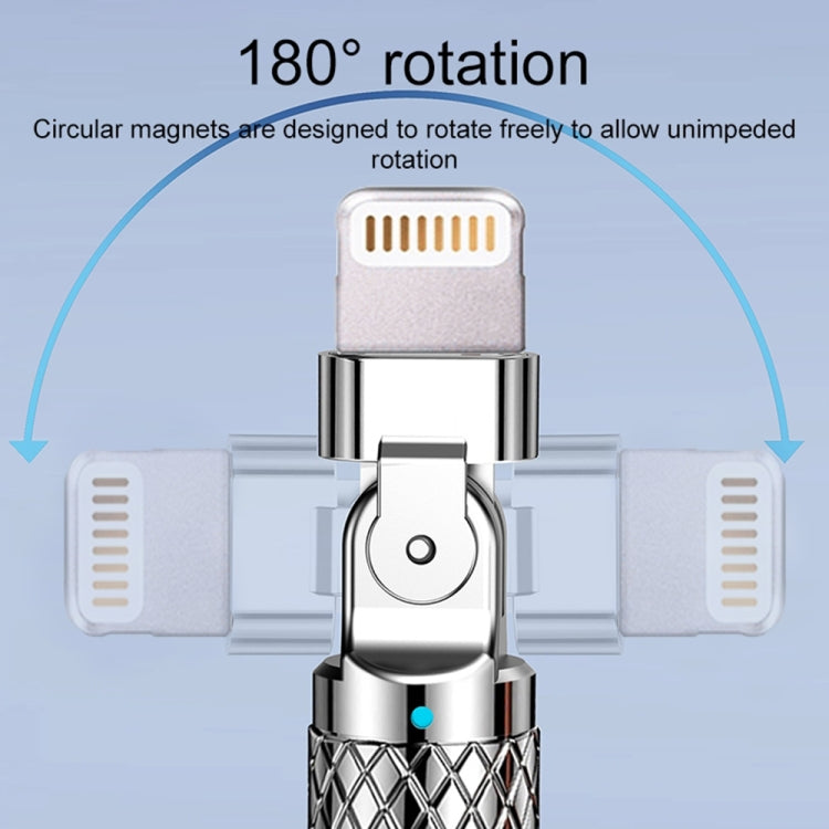 Mech系列 6A 120W USB轉8 Pin 180度金屬插頭快充線，長度：1.2米，1.2米8 Pin，1.2米180度8 Pin