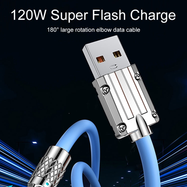 Mech系列 6A 120W USB轉8 Pin 180度金屬插頭快充線，長度：1.2米，1.2米8 Pin，1.2米180度8 Pin