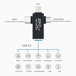 3 合 1 USB 3.0 對 8 Pin + Micro USB + USB-C / Type-C 介面多功能 OTG 轉接器