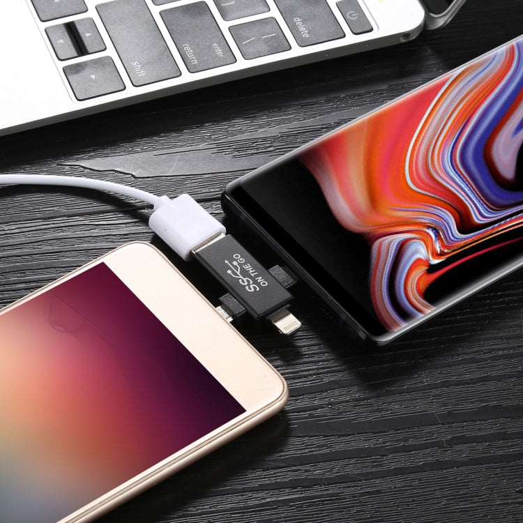 3 合 1 USB 3.0 對 8 Pin + Micro USB + USB-C / Type-C 介面多功能 OTG 轉接器