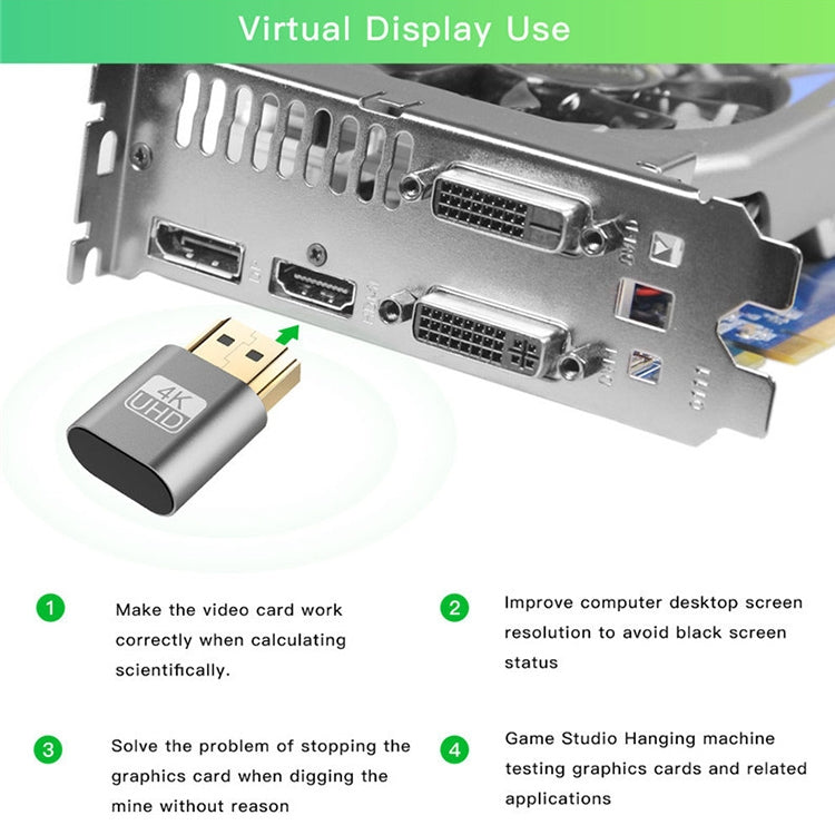 VGA虛擬顯示轉接器 HDMI 1.4 DDC EDID 假插頭無頭顯示模擬器，粉色、灰色、金色、紅色、銀色