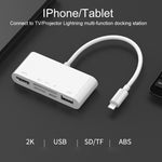 75215 5 合 1 8 針轉 HDMI + SD 卡槽 + TF 卡槽 + USB + 8 針充電埠高清視頻轉換器，75215