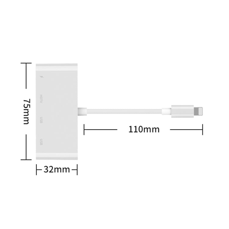 75216 4 合 1 8 針轉 HDMI + 8 針充電 + 2 USB 埠高清視頻轉換器，75216