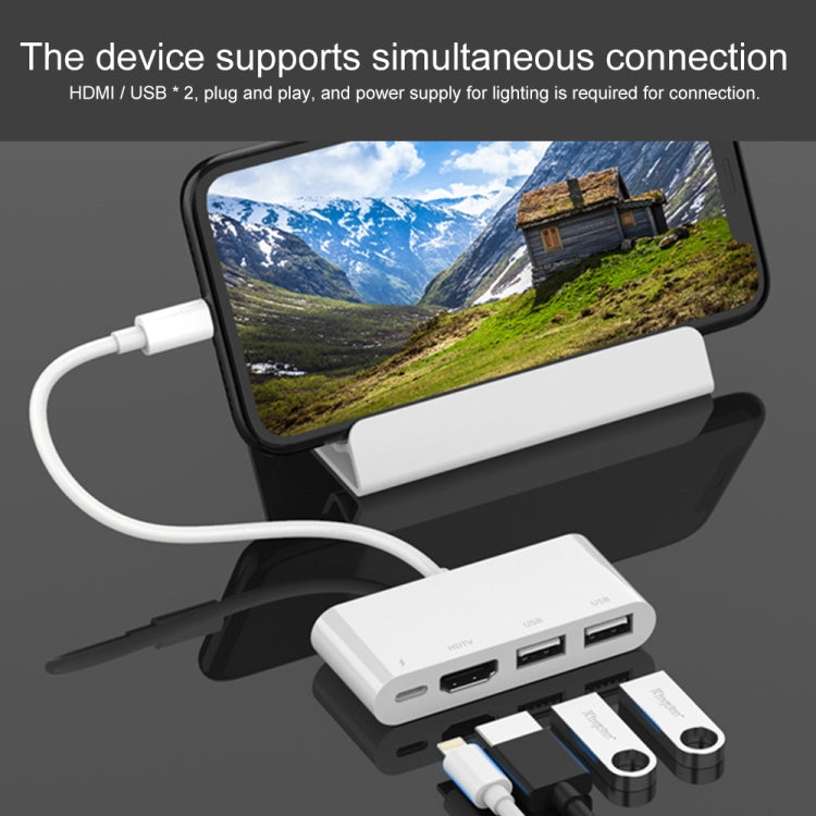 75216 4 合 1 8 針轉 HDMI + 8 針充電 + 2 USB 埠高清視頻轉換器，75216