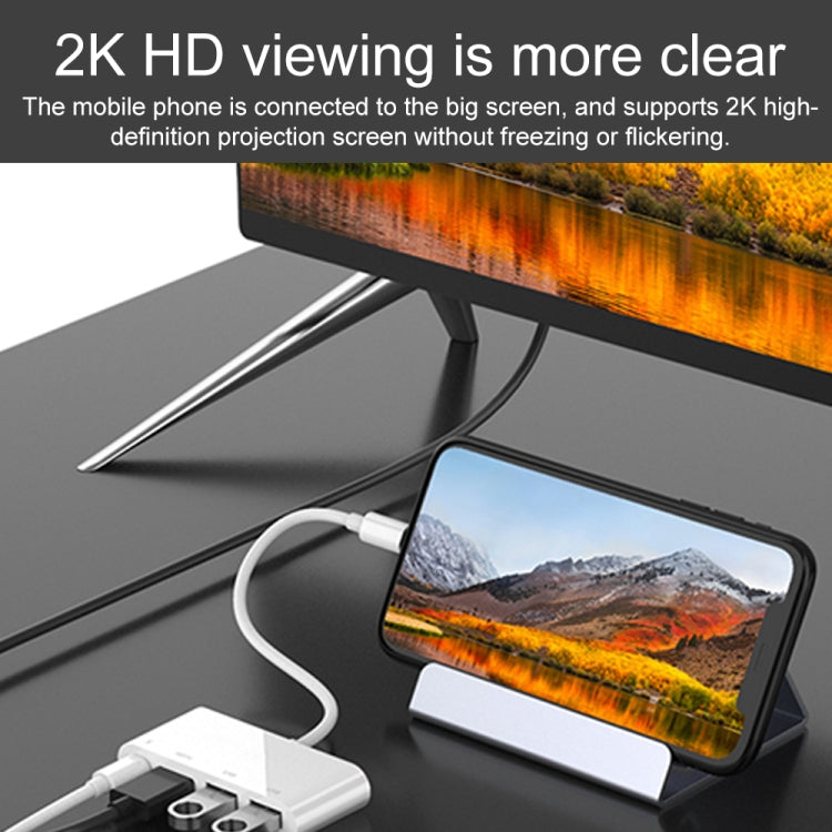 75216 4 合 1 8 針轉 HDMI + 8 針充電 + 2 USB 埠高清視頻轉換器，75216