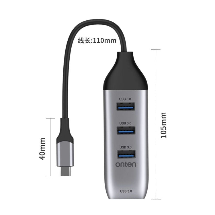 Onten 95118U 4合1 USB-C / Type-C轉4埠USB 3.0多功能集線器轉換擴充座，95118U