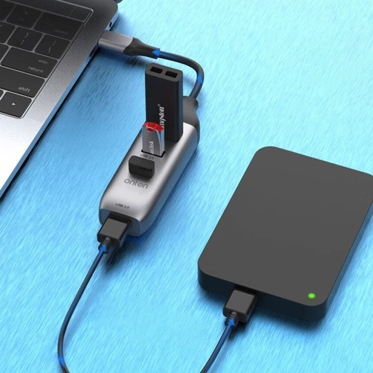 Onten 95118U 4合1 USB-C / Type-C轉4埠USB 3.0多功能集線器轉換擴充座，95118U