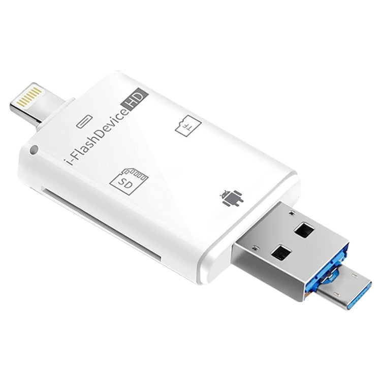 NK-208 3 合 1 i-Flash TF 卡 / SD 卡讀卡器，適用 8 針 + USB 2.0 + Micro USB 設備（黑色），NK-208 白色，NK-208 黑色