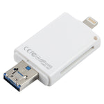 NK-208 3 合 1 i-Flash TF 卡 / SD 卡讀卡器，適用 8 針 + USB 2.0 + Micro USB 設備（黑色），NK-208 白色，NK-208 黑色