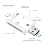 NK-208 3 合 1 i-Flash TF 卡 / SD 卡讀卡器，適用 8 針 + USB 2.0 + Micro USB 設備（黑色），NK-208 白色，NK-208 黑色