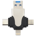 4 合 1 8 針 + USB-C / Type-C + Micro USB + USB 3.0 公頭 TF 卡讀卡器，4 合 1