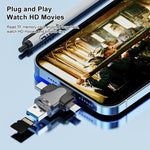 4 合 1 8 針 + USB-C / Type-C + Micro USB + USB 3.0 公頭 TF 卡讀卡器，4 合 1