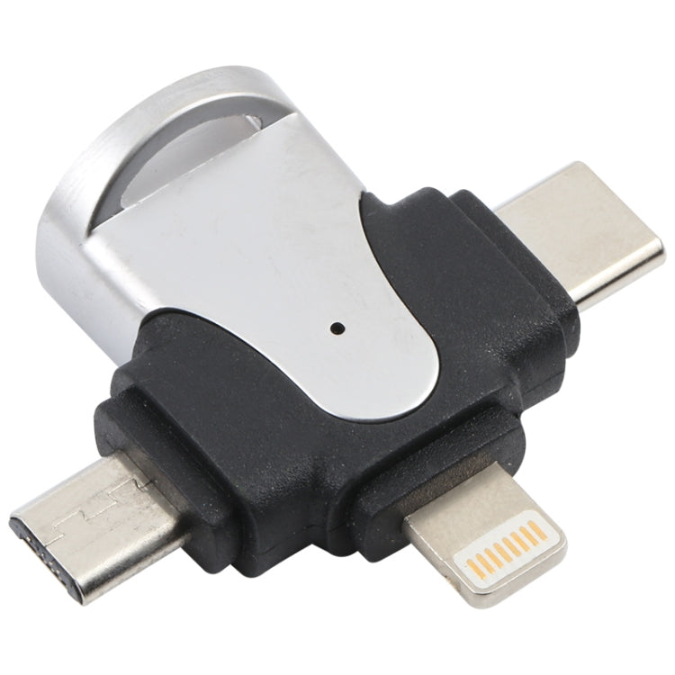 3 合 1 8 針 + USB-C / Type-C + Micro USB 公頭轉 USB 3.0 母頭鋅合金轉接器