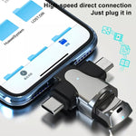 3 合 1 8 針 + USB-C / Type-C + Micro USB 公頭轉 USB 3.0 母頭鋅合金轉接器