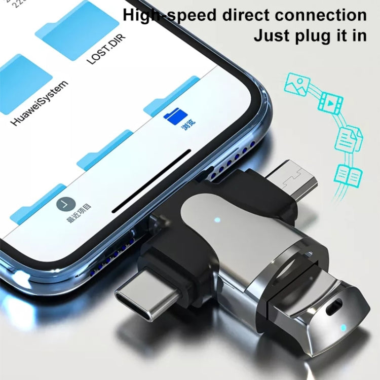 3 合 1 8 針 + USB-C / Type-C + Micro USB 公頭轉 USB 3.0 母頭鋅合金轉接器