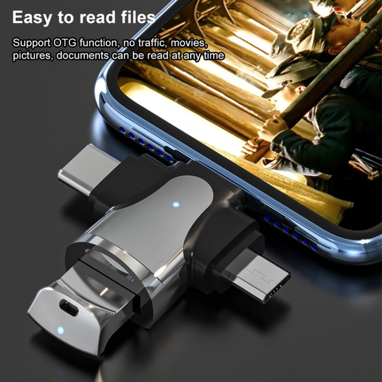 3 合 1 8 針 + USB-C / Type-C + Micro USB 公頭轉 USB 3.0 母頭鋅合金轉接器