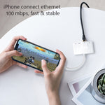 4 合 1 8 針公頭轉 8 針電源 + RJ45 乙太網路 + HDMI + USB 攝影機母頭 OTG 數位 AV 轉接器，RJ45 乙太網路